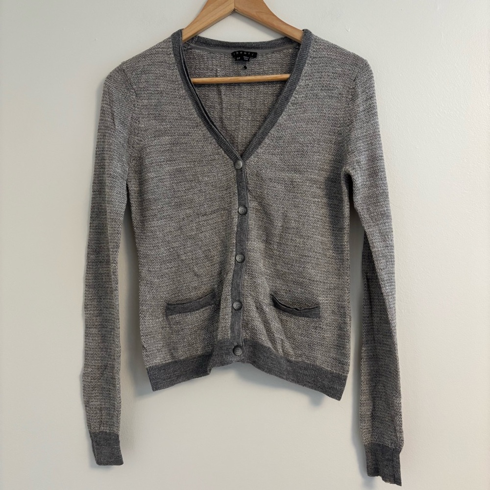 Theory Gray Button-Up Cardigan